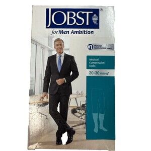 Jobst for Men Ambition 20-30mmHg compression dress socks Sz 6L brown Knee CT
